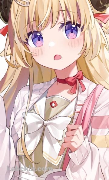 大きなリボンがついている私服姿の可愛い角巻わため（つのまき わため） / ホロライブ / バーチャルYouTuber / VtuberのAndroidの壁紙(360px x 592px) スマホ用