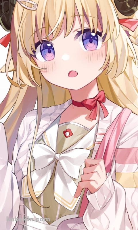 大きなリボンがついている私服姿の可愛い角巻わため（つのまき わため） / ホロライブ / バーチャルYouTuber / VtuberのAndroidの壁紙(480px x 800px) スマホ用