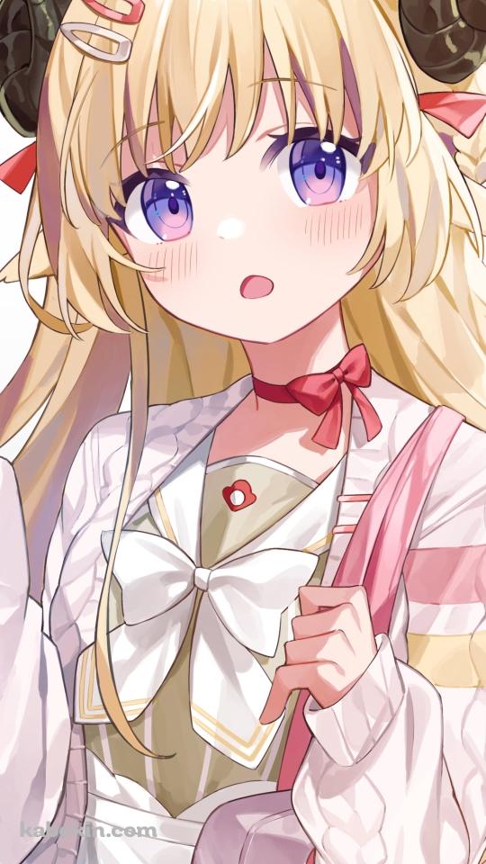 大きなリボンがついている私服姿の可愛い角巻わため（つのまき わため） / ホロライブ / バーチャルYouTuber / VtuberのAndroidの壁紙(540px x 960px) スマホ用
