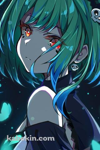 赤い瞳の横向きの潤羽るしあ / ホロライブ / バーチャルYouTuber / VtuberのAndroidの壁紙(320px x 480px) スマホ用