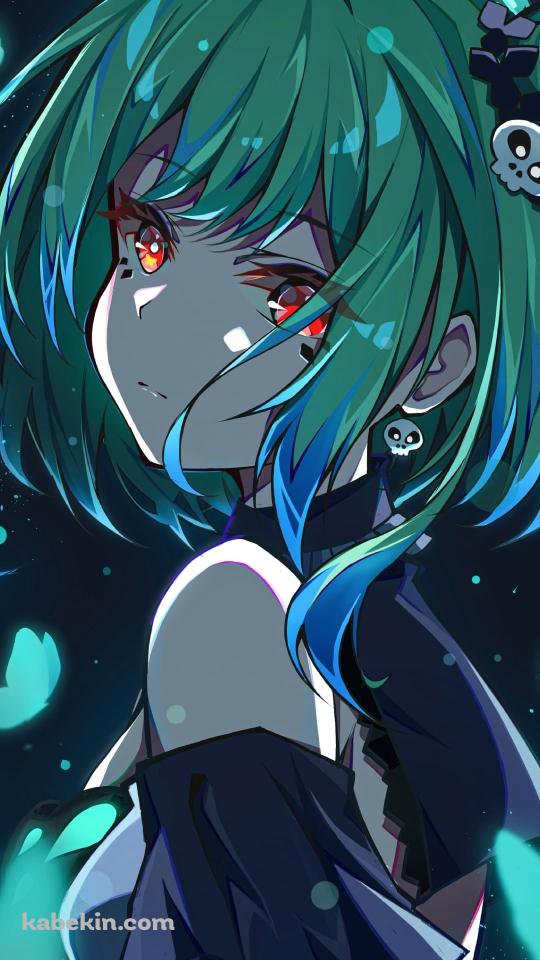赤い瞳の横向きの潤羽るしあ / ホロライブ / バーチャルYouTuber / VtuberのAndroidの壁紙(540px x 960px) スマホ用