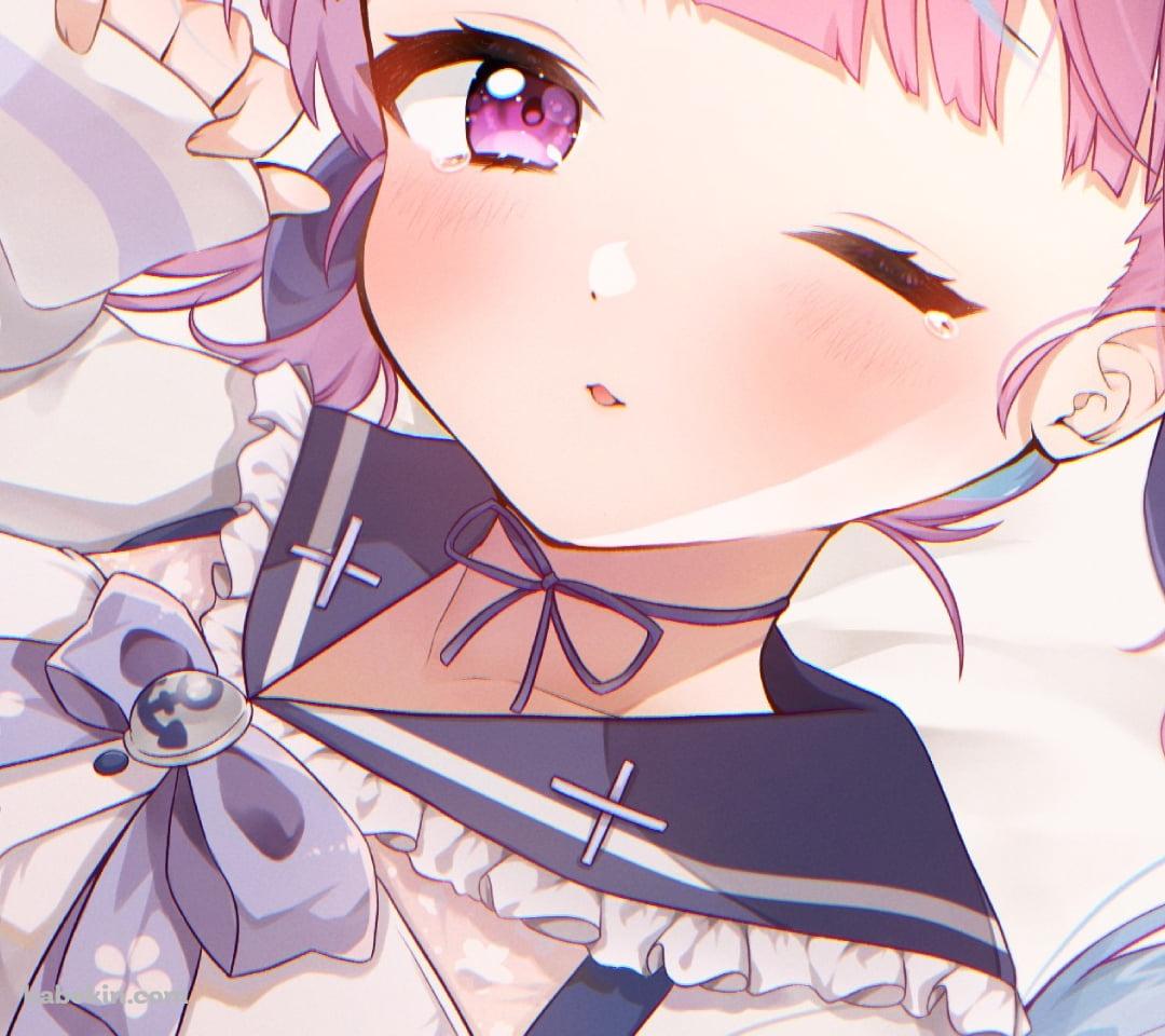 ウィンクするプニプニの可愛い湊あくあ / ホロライブ / バーチャルYouTuber / VtuberのAndroidの壁紙(1080px x 960px) スマホ用
