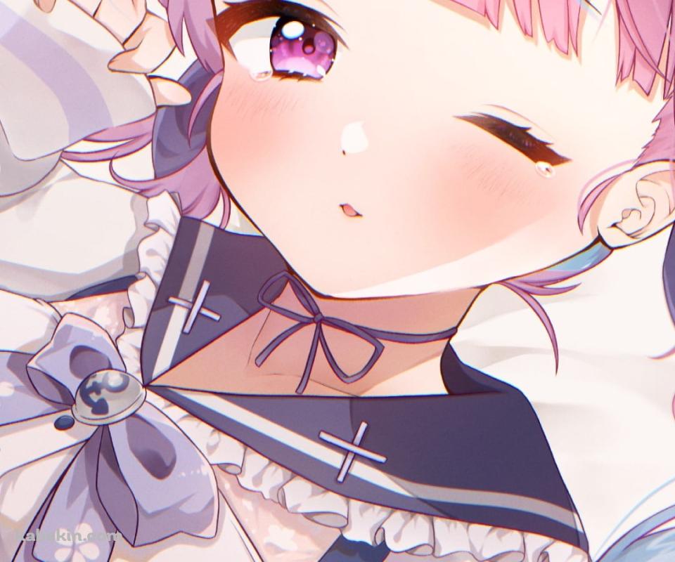 ウィンクするプニプニの可愛い湊あくあ / ホロライブ / バーチャルYouTuber / VtuberのAndroidの壁紙(960px x 800px) スマホ用