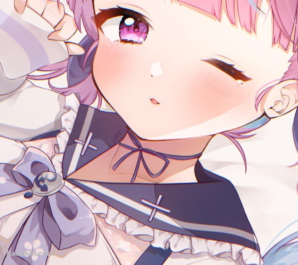 ウィンクするプニプニの可愛い湊あくあ / ホロライブ / バーチャルYouTuber / VtuberのAndroidの壁紙(960px x 854px) スマホ用