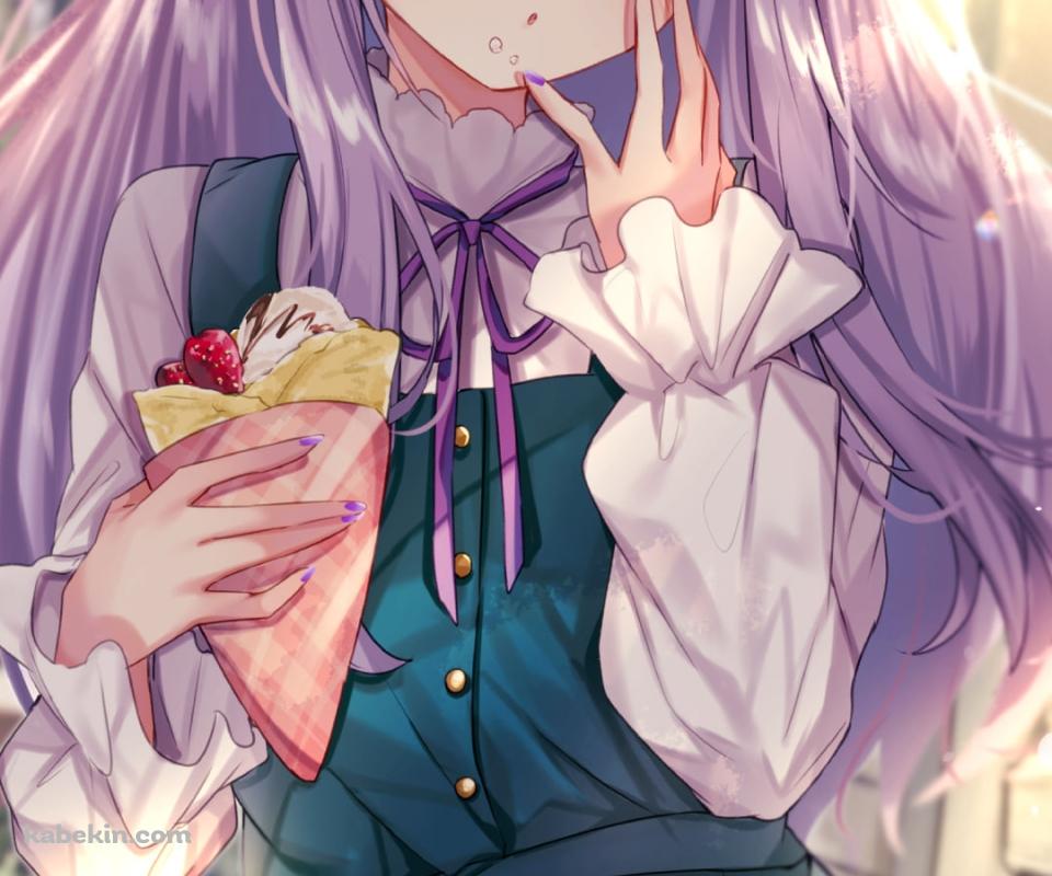 苺のクレープを食べるメジロマックイーン / ウマ娘プリティーダービーのAndroidの壁紙(960px x 800px) スマホ用