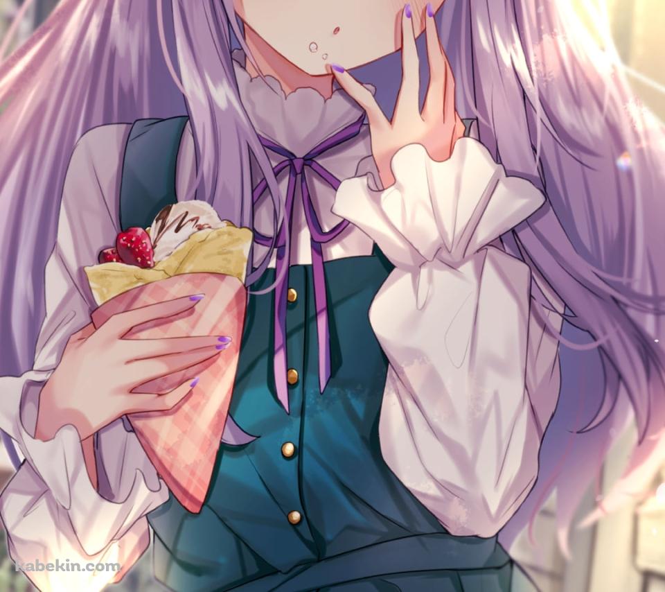 苺のクレープを食べるメジロマックイーン / ウマ娘プリティーダービーのAndroidの壁紙(960px x 854px) スマホ用
