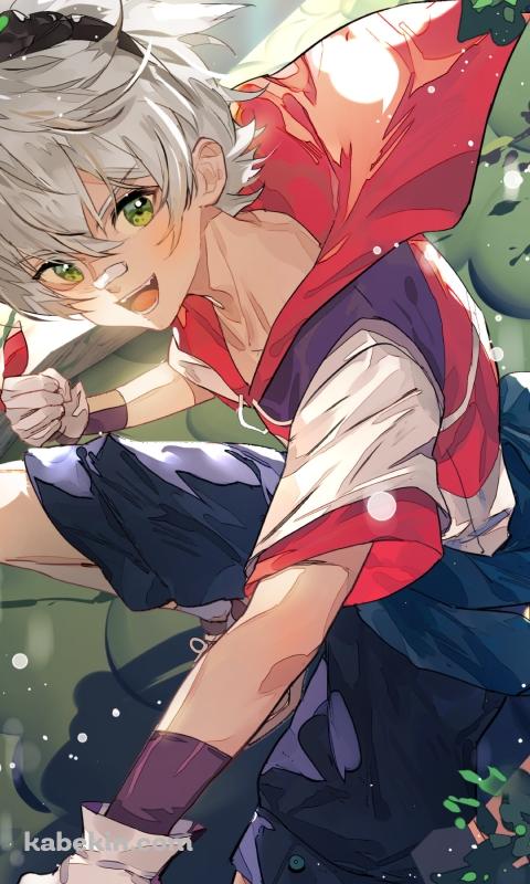 しゃがんでガッツポーズするベネット / 原神のAndroidの壁紙(480px x 800px) スマホ用