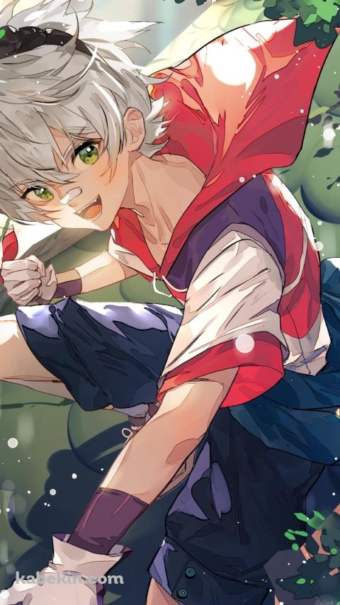 しゃがんでガッツポーズするベネット / 原神のAndroidの壁紙(480px x 854px) スマホ用