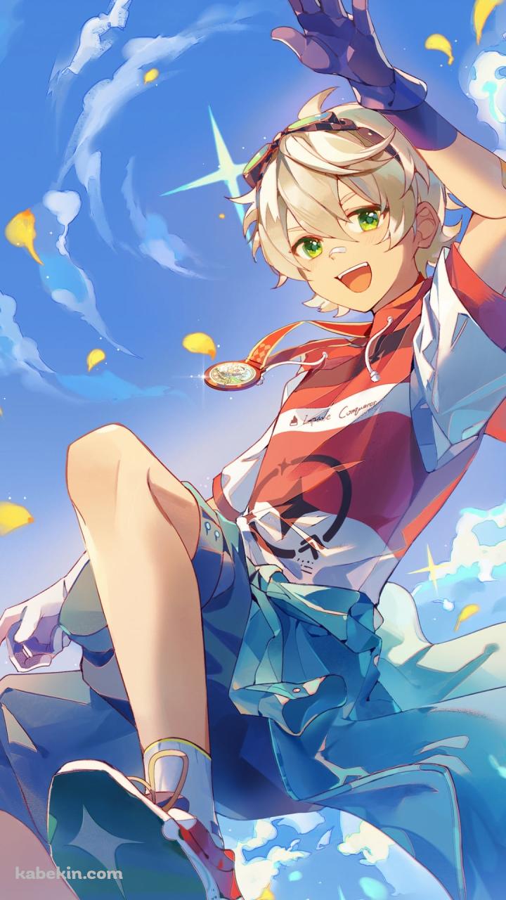 ジャンプする笑顔のベネット / 青空 / 原神のAndroidの壁紙(720px x 1280px) スマホ用