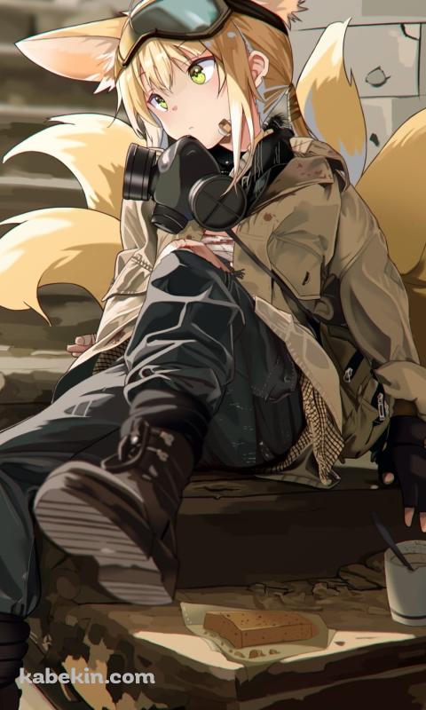 ボロボロの階段に座っているかっこいいスズラン / アークナイツのAndroidの壁紙(480px x 800px) スマホ用