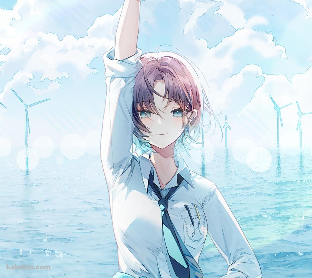 青い風車を掲げる浅倉透 / 海の中の無数の風車 / アイドルマスターシャイニーカラーズのAndroidの壁紙(1080px x 960px) スマホ用