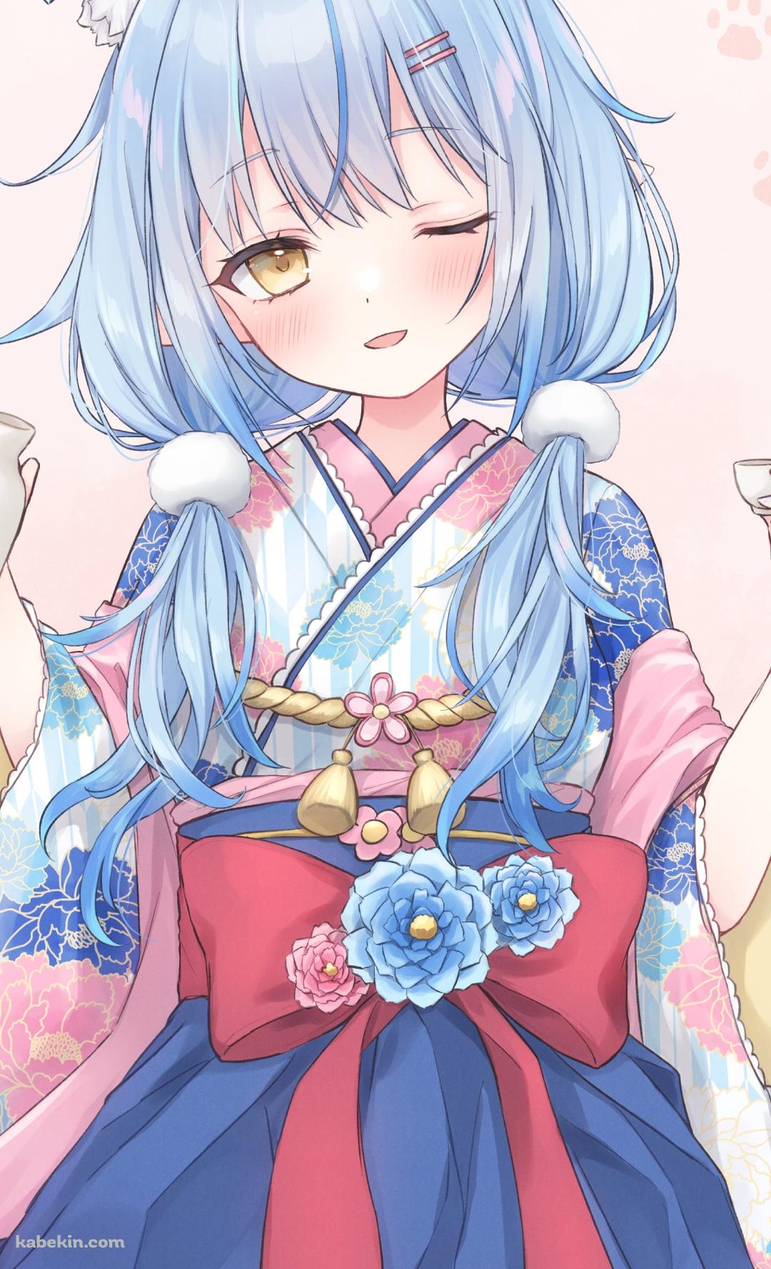 日本酒の瓶とお猪口を持ち酔っぱらう雪花ラミィ / ホロライブ / バーチャルYouTuber / VtuberのAndroidの壁紙(1080px x 1776px) スマホ用