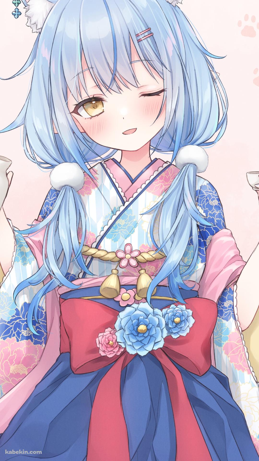 日本酒の瓶とお猪口を持ち酔っぱらう雪花ラミィ / ホロライブ / バーチャルYouTuber / VtuberのAndroidの壁紙(1080px x 1920px) スマホ用