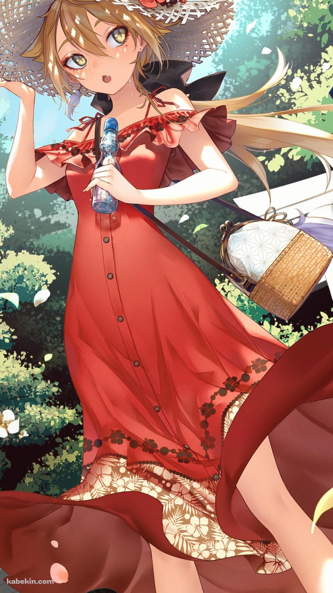 ラムネを持った赤いドレスを着た可愛い伏見ガク / にじさんじ / バーチャルYouTuber / VtuberのAndroidの壁紙(1080px x 1920px) スマホ用