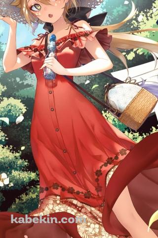 ラムネを持った赤いドレスを着た可愛い伏見ガク / にじさんじ / バーチャルYouTuber / VtuberのAndroidの壁紙(320px x 480px) スマホ用