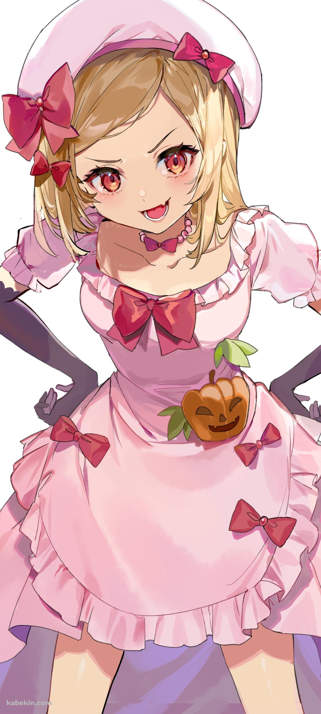 ピンクのドレスを着て腰に手をあてて笑う可愛いラムダデルタ / うみねこのなく頃にのAndroidの壁紙(1080px x 2400px) スマホ用