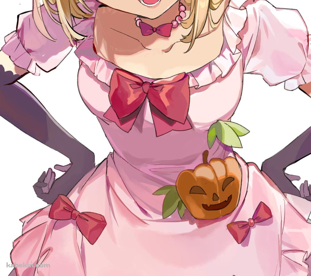 ピンクのドレスを着て腰に手をあてて笑う可愛いラムダデルタ / うみねこのなく頃にのAndroidの壁紙(1080px x 960px) スマホ用