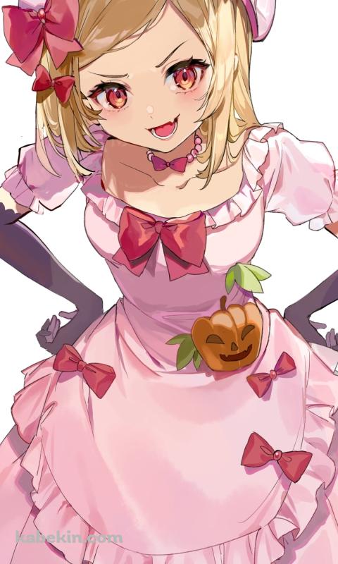 ピンクのドレスを着て腰に手をあてて笑う可愛いラムダデルタ / うみねこのなく頃にのAndroidの壁紙(480px x 800px) スマホ用