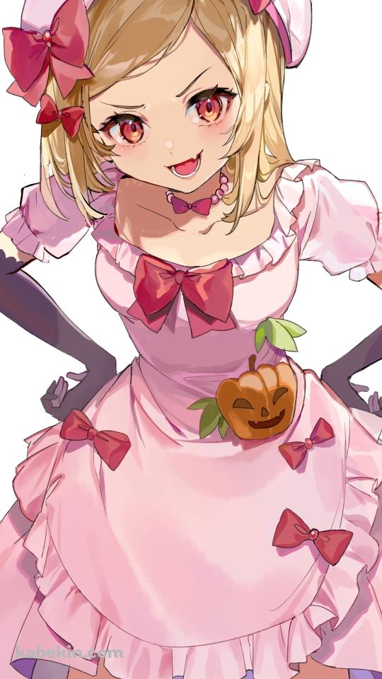 ピンクのドレスを着て腰に手をあてて笑う可愛いラムダデルタ / うみねこのなく頃にのAndroidの壁紙(540px x 960px) スマホ用