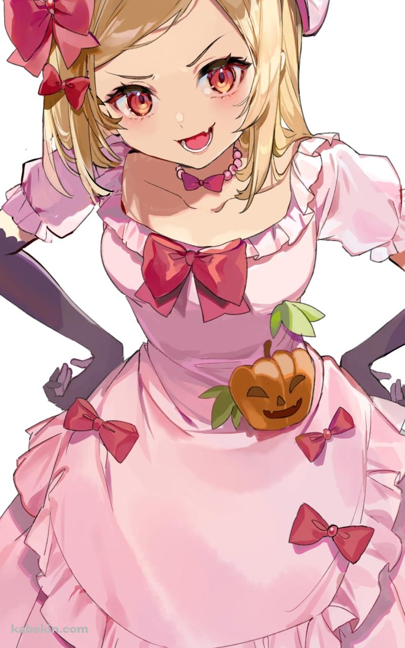 ピンクのドレスを着て腰に手をあてて笑う可愛いラムダデルタ / うみねこのなく頃にのAndroidの壁紙(800px x 1280px) スマホ用