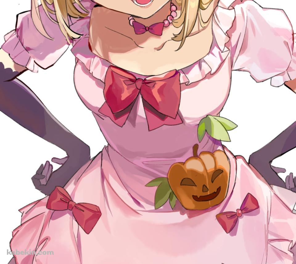 ピンクのドレスを着て腰に手をあてて笑う可愛いラムダデルタ / うみねこのなく頃にのAndroidの壁紙(960px x 854px) スマホ用