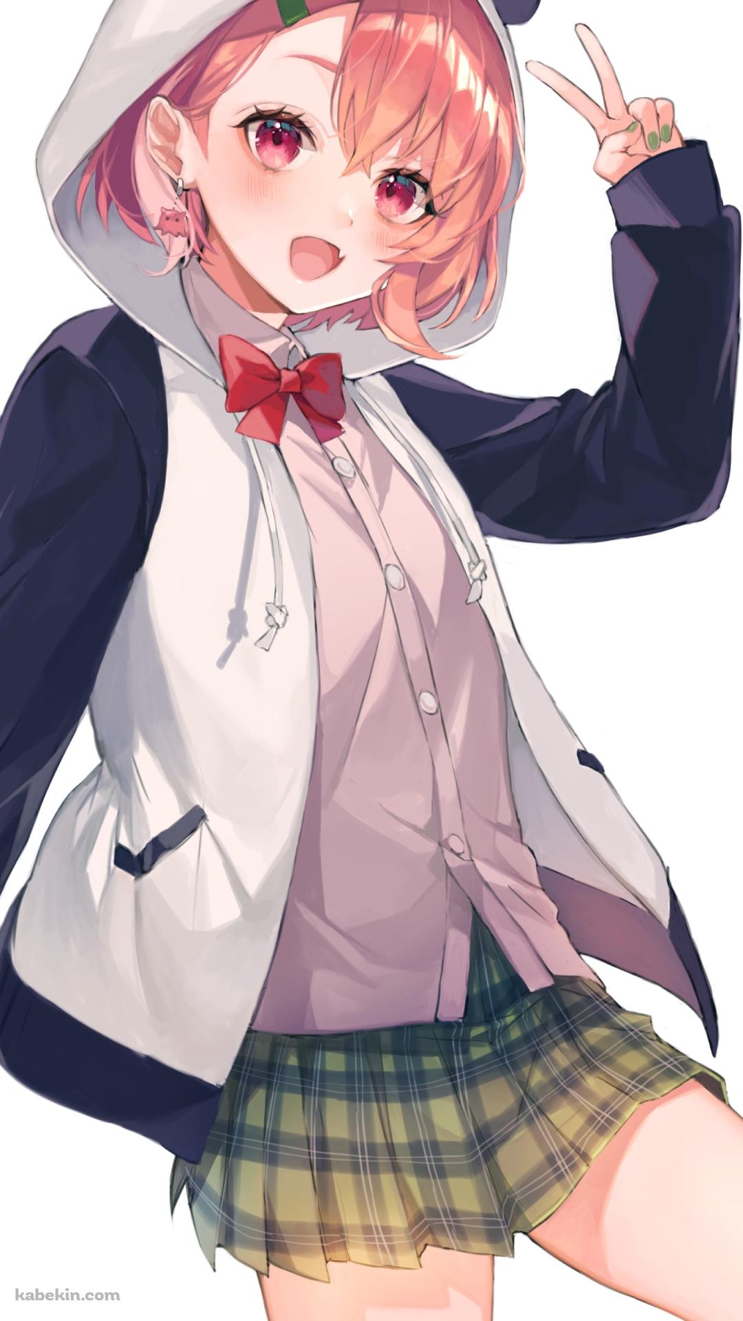 左手でピースをする笑顔の笹木咲 / にじさんじ / バーチャルYouTuber / VtuberのAndroidの壁紙(1080px x 1920px) スマホ用