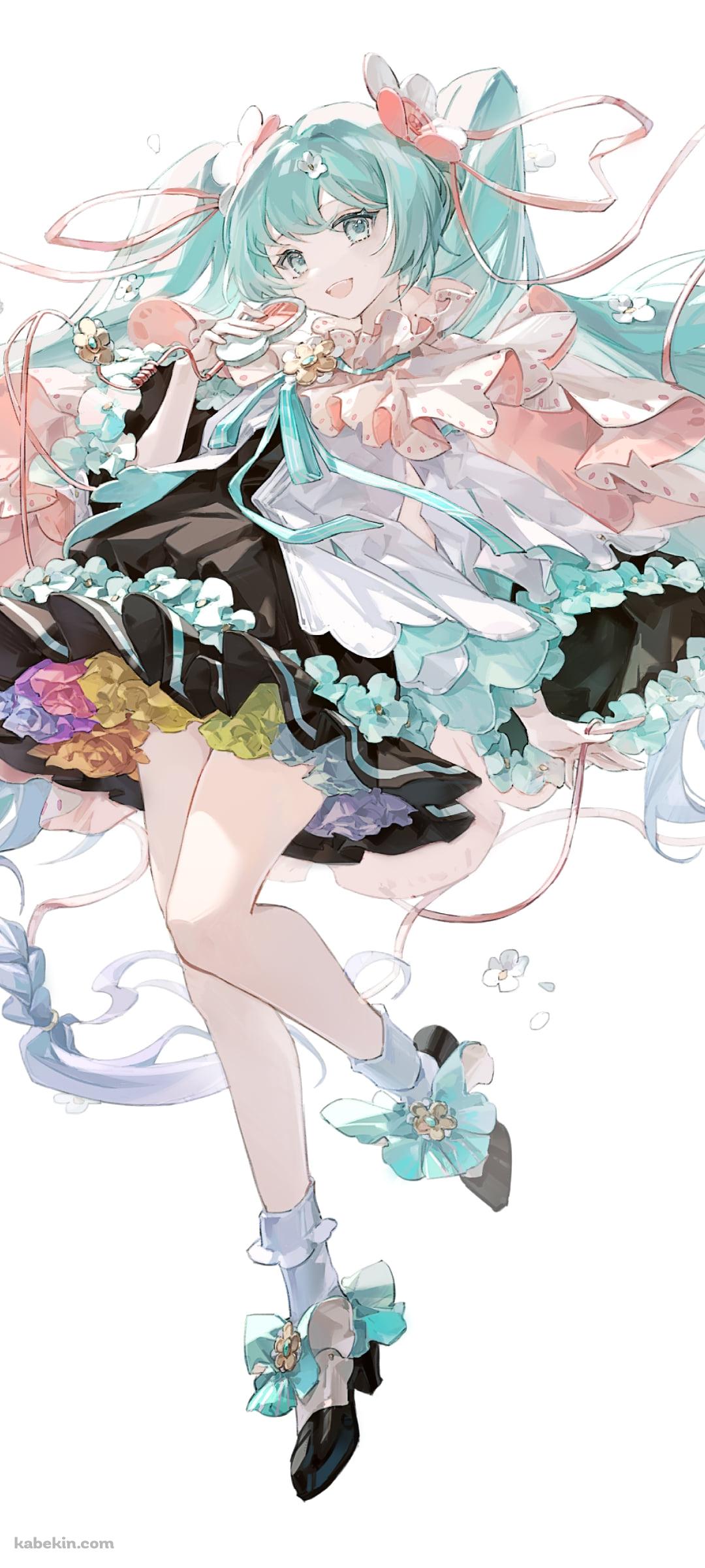 淡い色調で描かれた可愛い初音ミク / パステル調 / マジカルミライ / ボカロ / ボーカロイドのAndroidの壁紙(1080px x 2400px) スマホ用