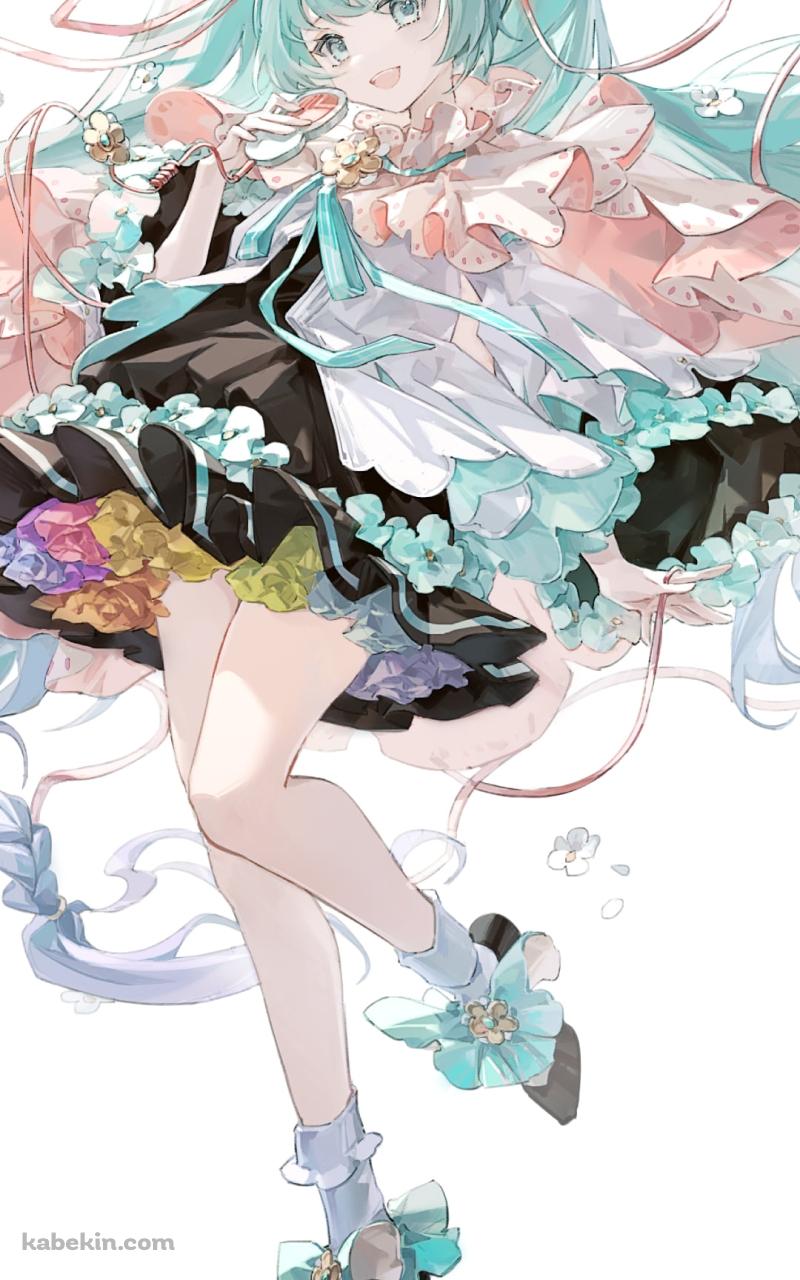 淡い色調で描かれた可愛い初音ミク / パステル調 / マジカルミライ / ボカロ / ボーカロイドのAndroidの壁紙(800px x 1280px) スマホ用