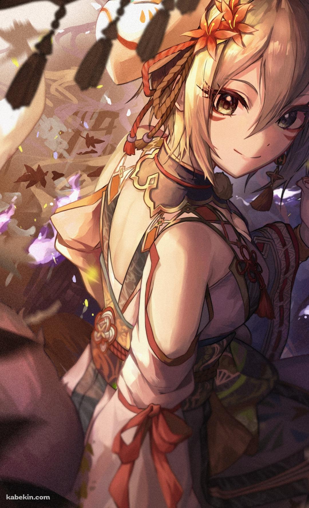 手で狐を作りこちらに微笑む塩見周子（しおみ しゅうこ） / アイドルマスターシンデレラガールズのAndroidの壁紙(1080px x 1776px) スマホ用