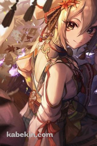 手で狐を作りこちらに微笑む塩見周子（しおみ しゅうこ） / アイドルマスターシンデレラガールズのAndroidの壁紙(320px x 480px) スマホ用