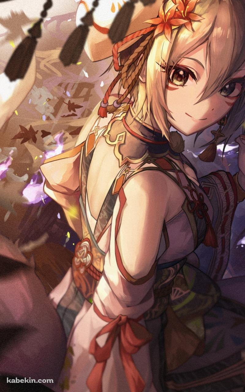 手で狐を作りこちらに微笑む塩見周子（しおみ しゅうこ） / アイドルマスターシンデレラガールズのAndroidの壁紙(800px x 1280px) スマホ用