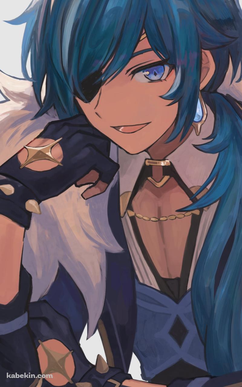右ひじをついて笑うガイア・アルベリヒ / 原神のAndroidの壁紙(800px x 1280px) スマホ用