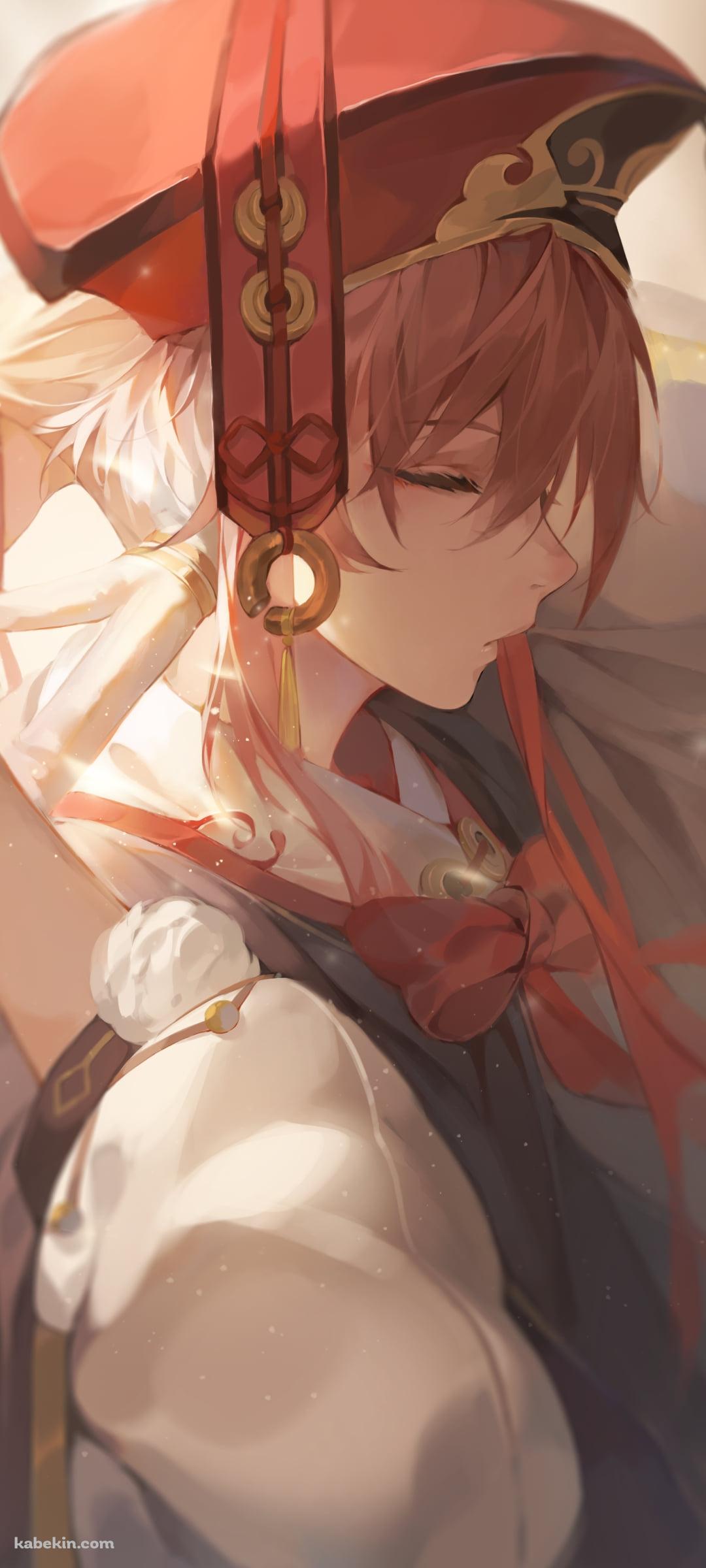 目をつぶる煙緋（えんひ） / 原神のAndroidの壁紙(1080px x 2400px) スマホ用