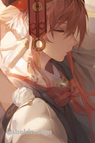 目をつぶる煙緋（えんひ） / 原神のAndroidの壁紙(320px x 480px) スマホ用