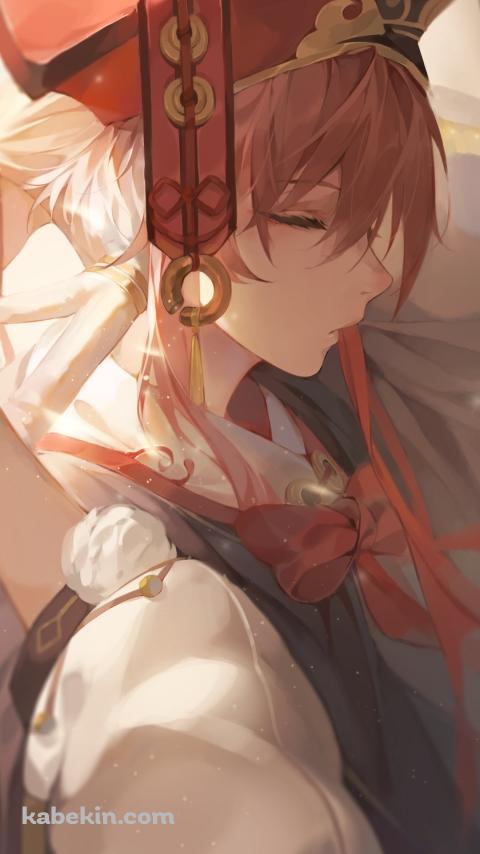 目をつぶる煙緋（えんひ） / 原神のAndroidの壁紙(480px x 854px) スマホ用