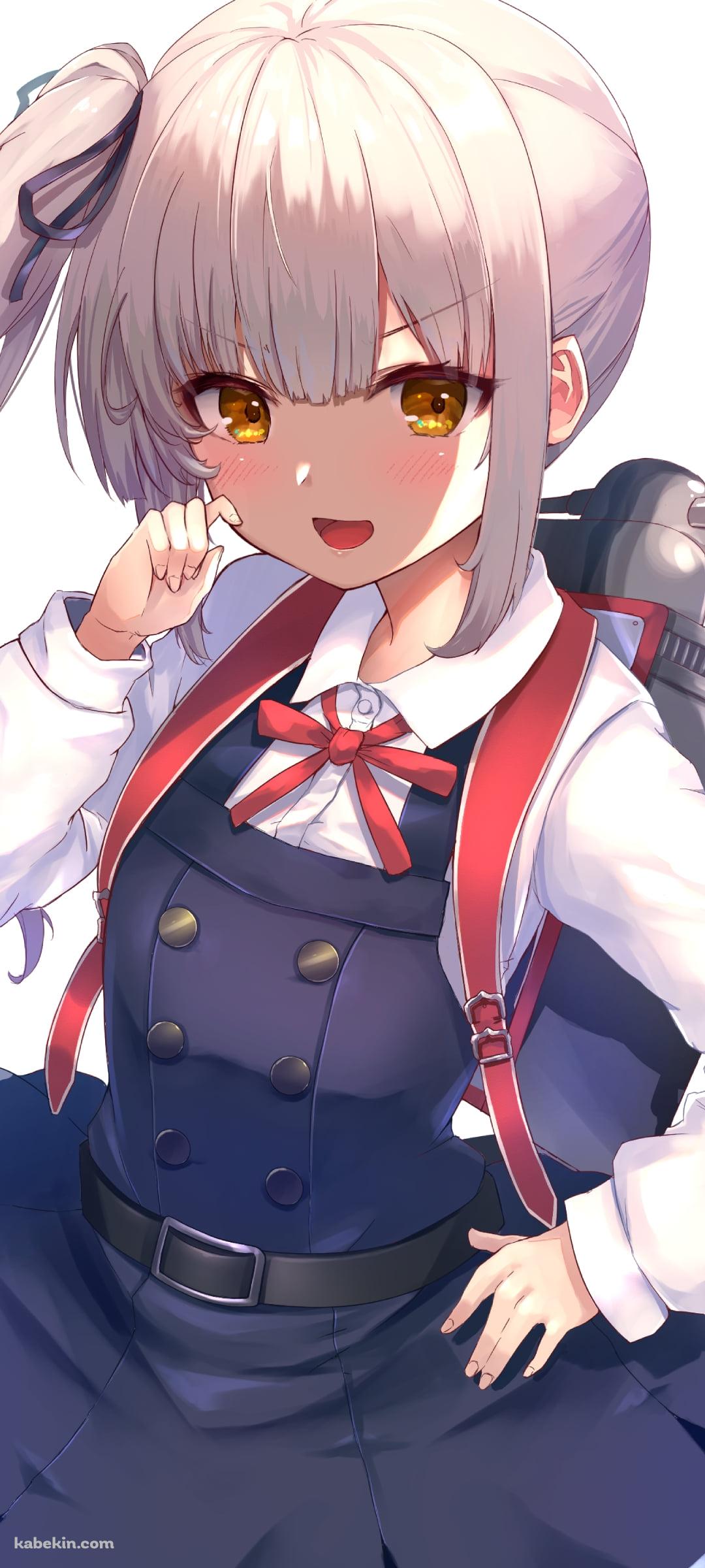 頬っぺたに指をあてる可愛い霞 / 艦隊これくしょんのAndroidの壁紙(1080px x 2400px) スマホ用