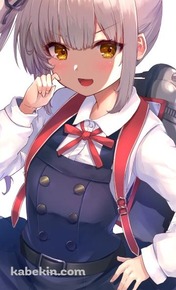頬っぺたに指をあてる可愛い霞 / 艦隊これくしょんのAndroidの壁紙(360px x 592px) スマホ用
