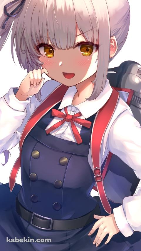 頬っぺたに指をあてる可愛い霞 / 艦隊これくしょんのAndroidの壁紙(480px x 854px) スマホ用