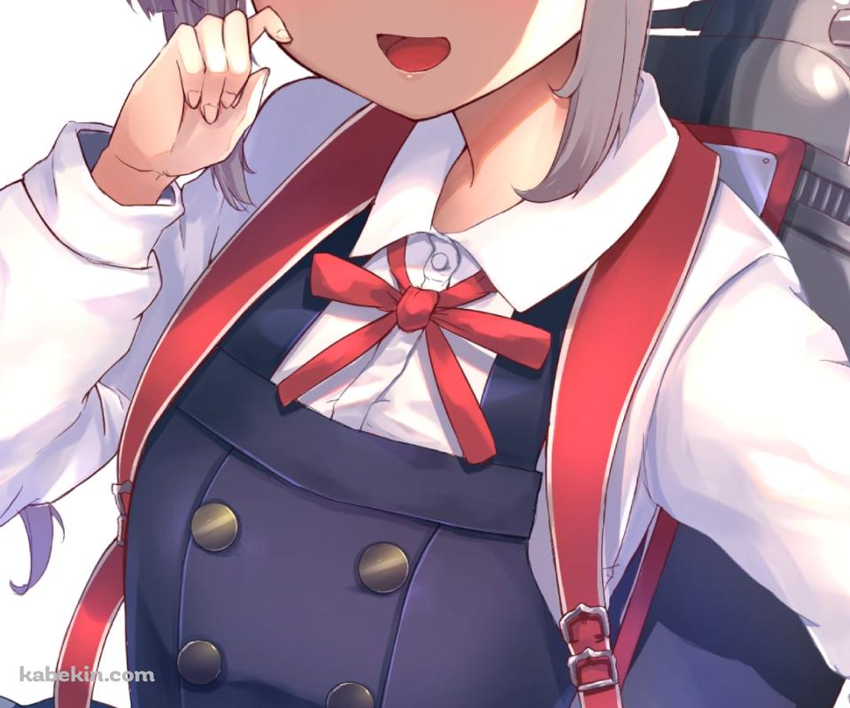 頬っぺたに指をあてる可愛い霞 / 艦隊これくしょんのAndroidの壁紙(960px x 800px) スマホ用