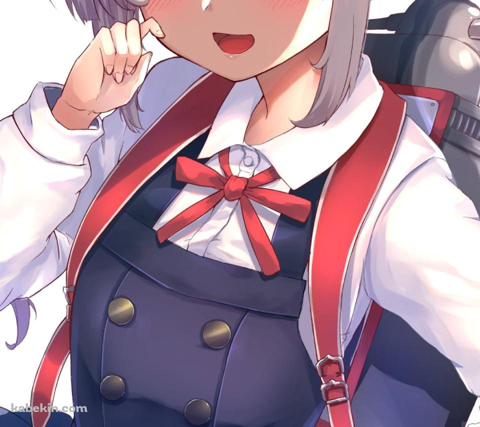 頬っぺたに指をあてる可愛い霞 / 艦隊これくしょんのAndroidの壁紙(960px x 854px) スマホ用