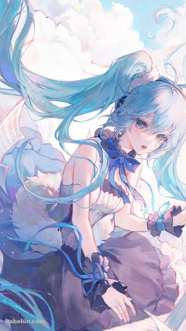 雲の上でピアノを弾く初音ミク / ボカロ / ボーカロイドのAndroidの壁紙(720px x 1280px) スマホ用
