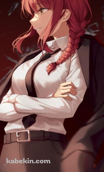 黒いスーツの上着を肩から掛け腕組みするマキマ / チェンソーマンのAndroidの壁紙(360px x 592px) スマホ用