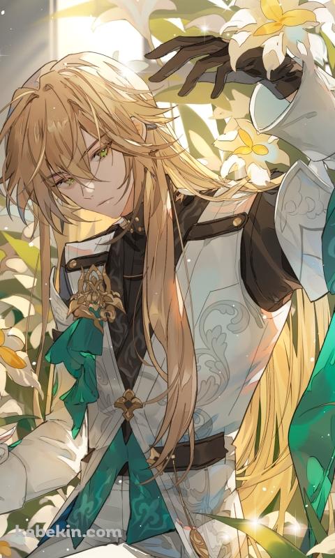 白い花に囲まれる羅刹 / 罗刹 / イケメン / 崩壊スターレイルのAndroidの壁紙(480px x 800px) スマホ用