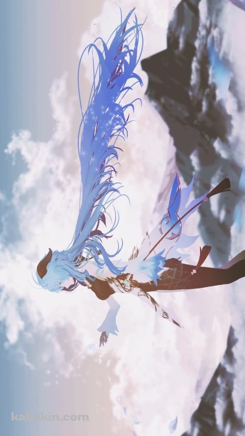 霧に包まれた大地に佇む甘雨 / かっこいい / 原神のAndroidの壁紙(480px x 854px) スマホ用