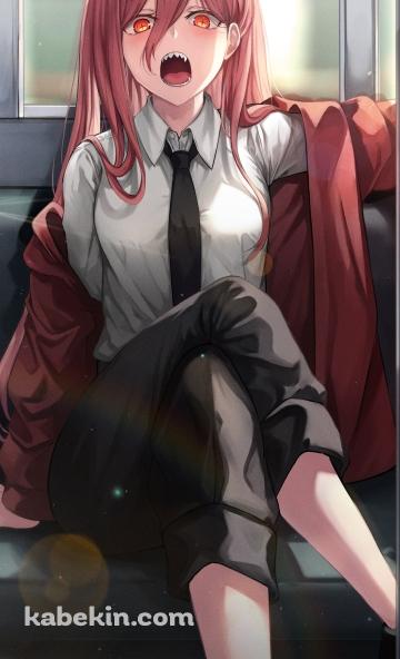電車に乗った口を大きく開けたパワー / チェンソーマンのAndroidの壁紙(360px x 592px) スマホ用