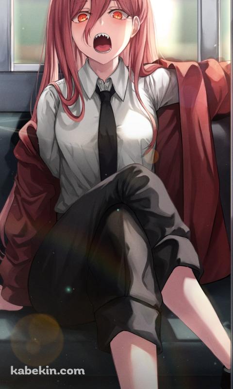 電車に乗った口を大きく開けたパワー / チェンソーマンのAndroidの壁紙(480px x 800px) スマホ用