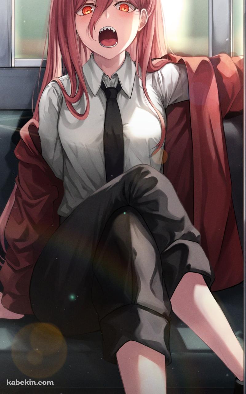 電車に乗った口を大きく開けたパワー / チェンソーマンのAndroidの壁紙(800px x 1280px) スマホ用