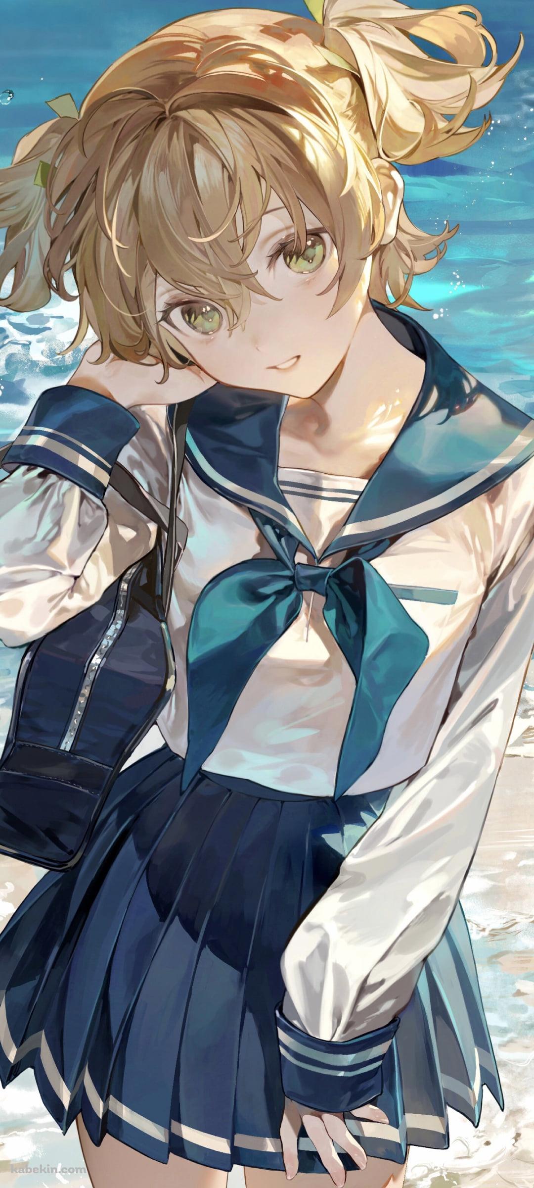 セーラー服を着た可愛い大場なな / 海辺 / 少女☆歌劇 レヴュースタァライトのAndroidの壁紙(1080px x 2400px) スマホ用