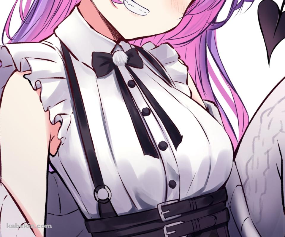 こちらに笑うプニプニの常闇トワ / 緑の瞳 / 紫のロングヘア― / ホロライブ / バーチャルYouTuber / VtuberのAndroidの壁紙(960px x 800px) スマホ用