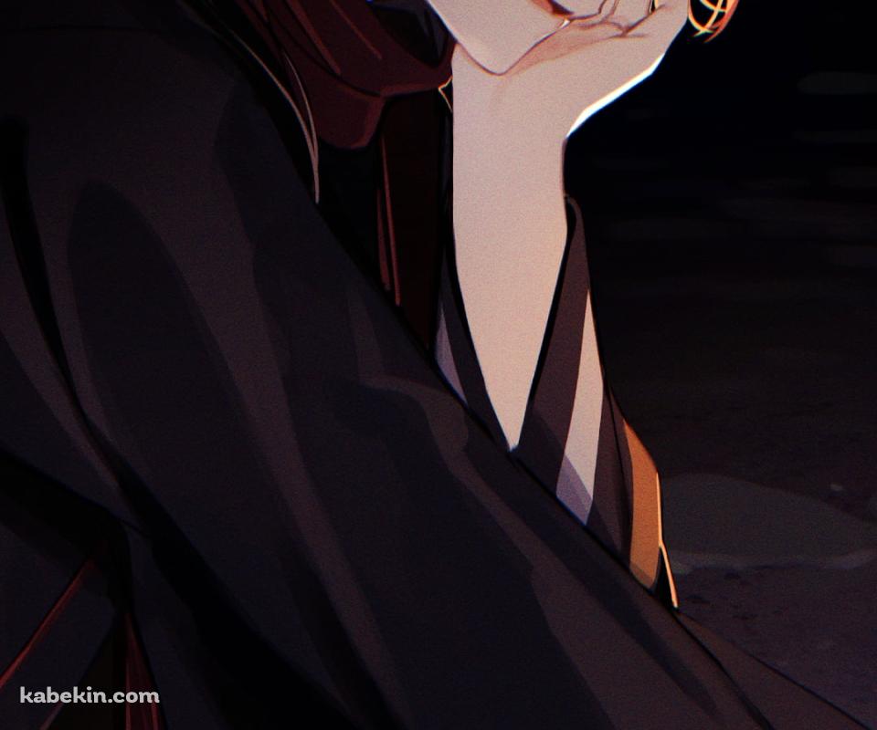 線香花火をする黒い着物を着た加州清光（かしゅうきよみつ） / 刀工 / 刀剣乱舞のAndroidの壁紙(960px x 800px) スマホ用